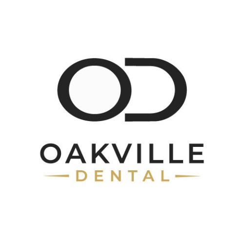 Oakville Dental logo with a stylized 'OD' mark above the words Oakville, and 'DENTAL' in gold below.